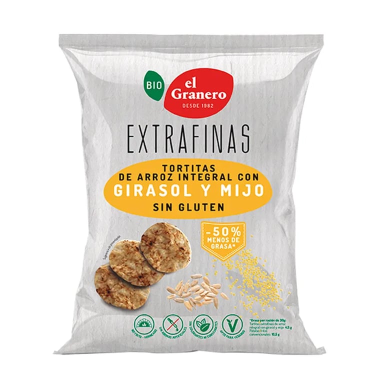 Extrafines Galettes de Riz Complet Tournesol et Millet Sans Gluten Bio