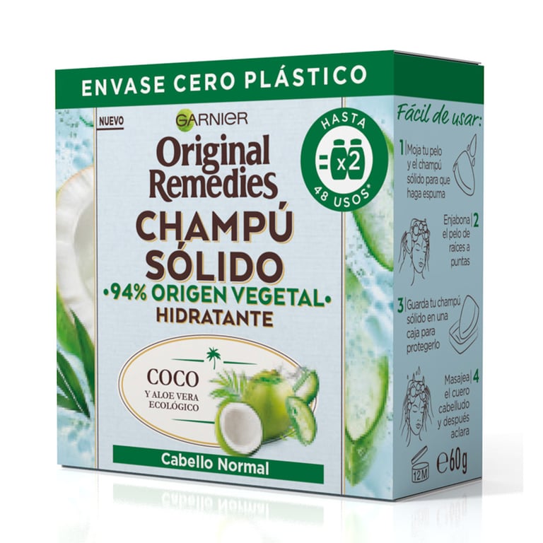 Original Remedies Champô Sólido Coco E Aloe Vera 60g da Garnier - imagen 5 de 12