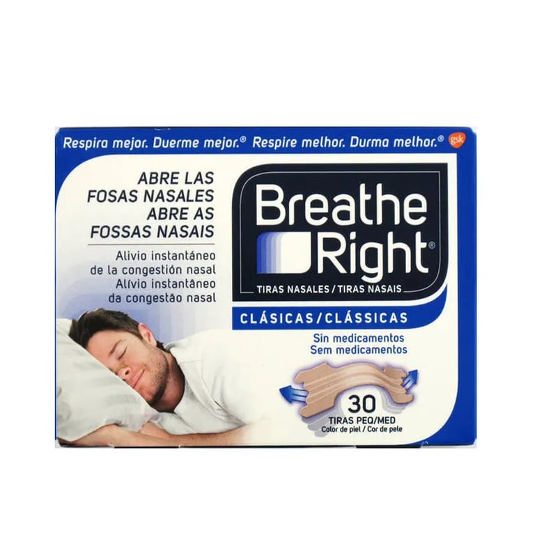 BREATHE RIGHT CLÁSICAS TIRAS NASALES PEQUEÑAS/MEDIANAS