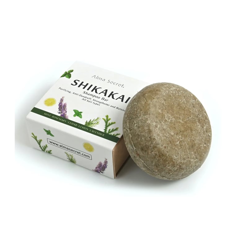 Champú Sólido Shikakai Para Caída Caspa Y Dermatitis