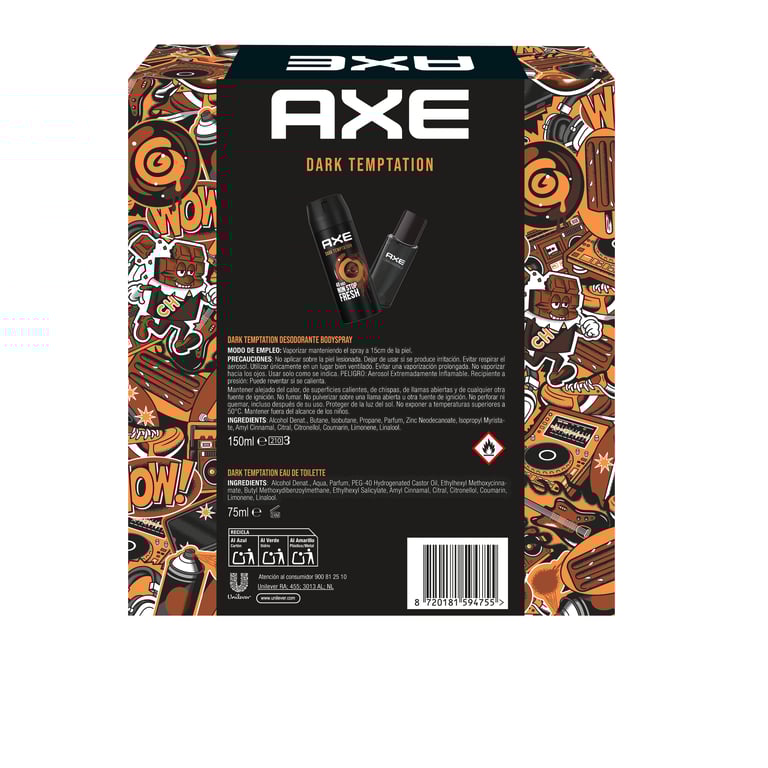 Dark Temptation EDT 75 ml + Déodorant 150 ml + Trousse de toilette Lot de Axe
