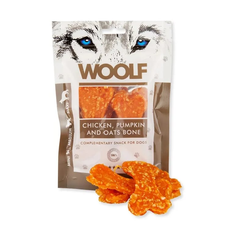 Snack Para Perros Hueso Grande De Pollo Calabaza Y Avena