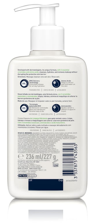 Cerave Mousse Hydratante Crème Nettoyante 236 ml de Cerave