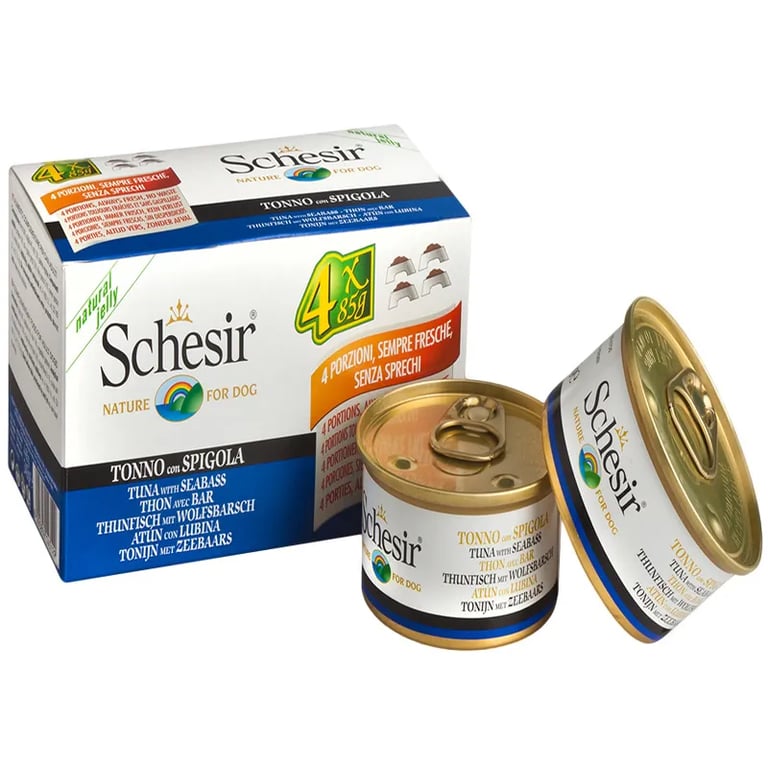 Comida Húmeda Para Perros Atún Con Lubina 4 Latas De 85g