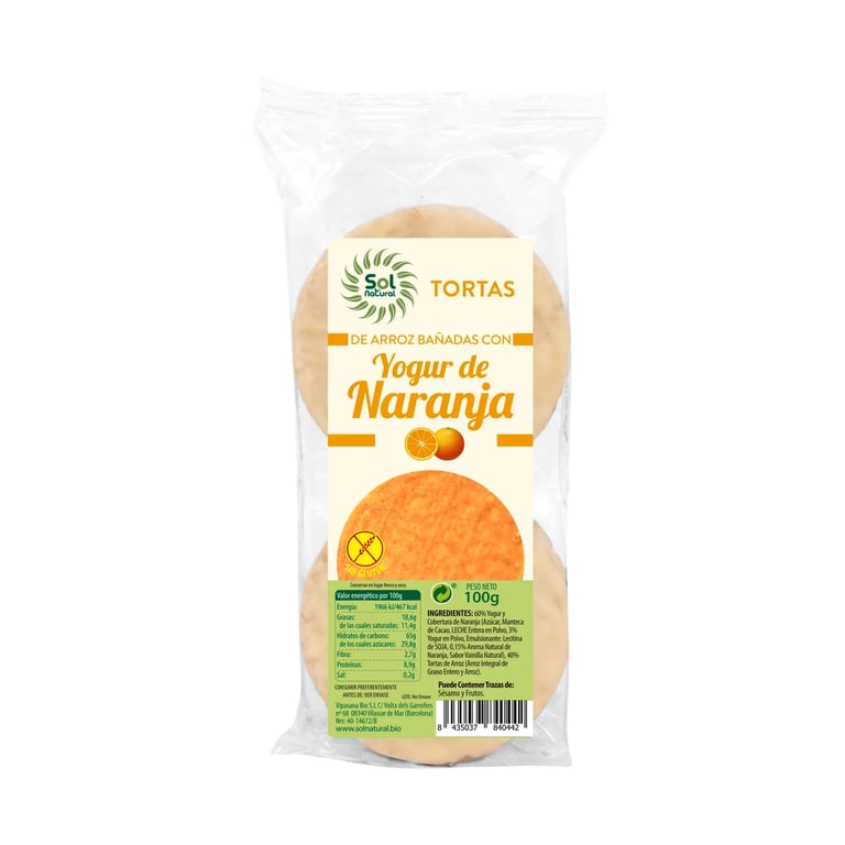 Galettes De Riz Nappées De Yaourt À L’Orange Bio