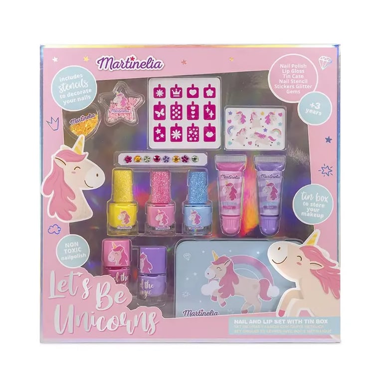 Unicorn Nail And Lip Set Tin Box