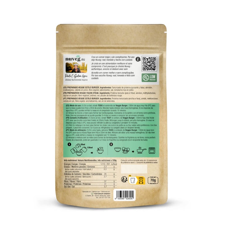 Hamburguesa Vegana 70g de Nuveg