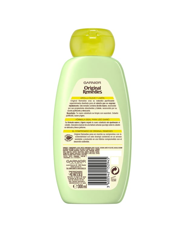 Original Remedies Shampooing Argile et Citron 300 ml de Garnier