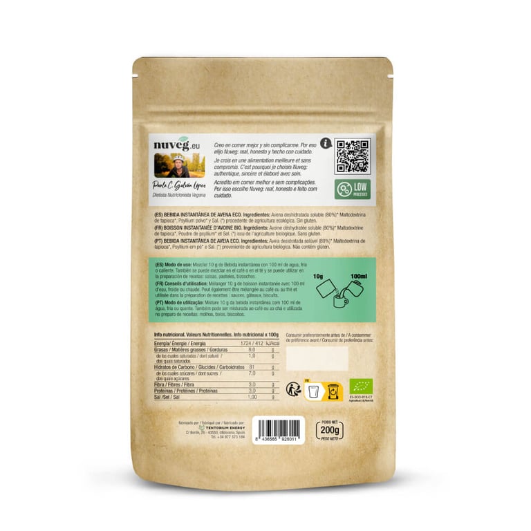 Bebida De Avena En Polvo Eco 200g de Nuveg
