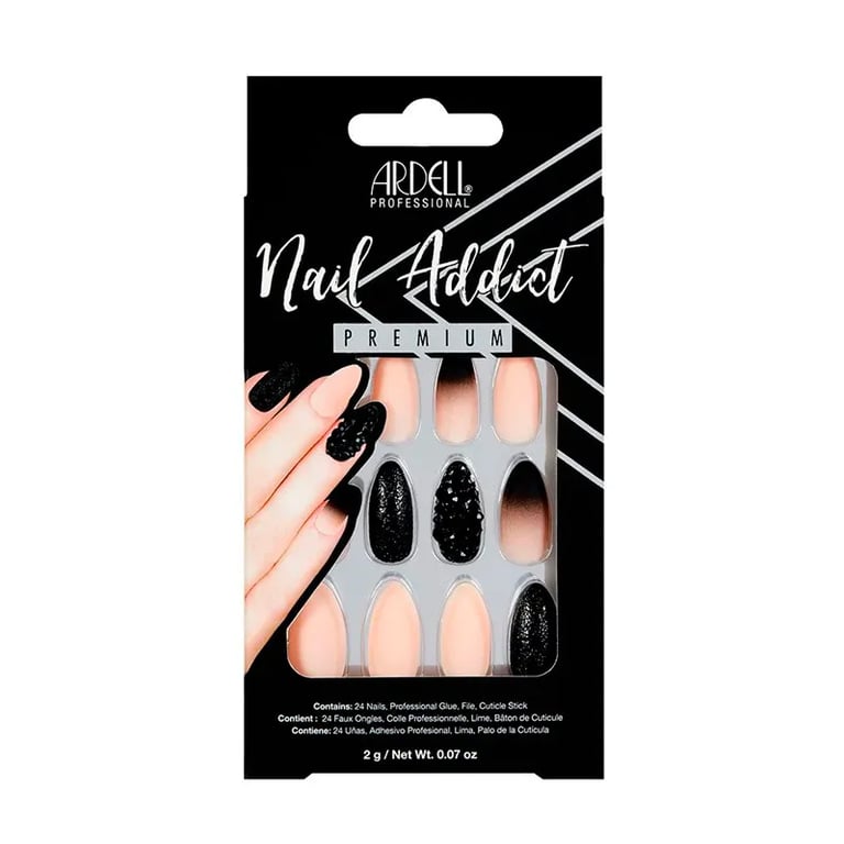 Nail Addict Black Stud & Pink Ombre