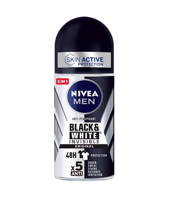 Black White Invisible Antitranspirant Original Roll-On 50 ml von Nivea