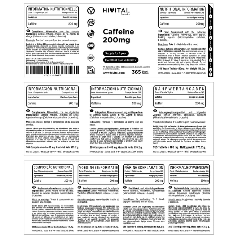 Cafeína Anhidra Pura 200 mg - imagen 2 de 2