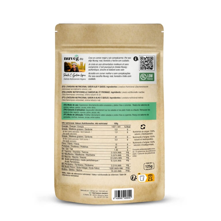 Nährhefe Knoblauch und Parmesan 125g von Nuveg