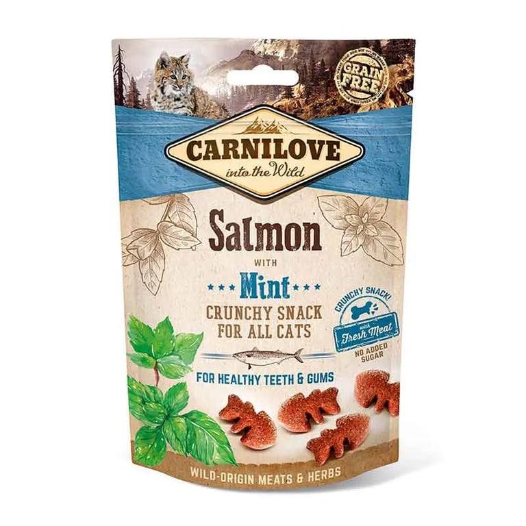 Snack Crunchy Para Gatos Salmão e Menta