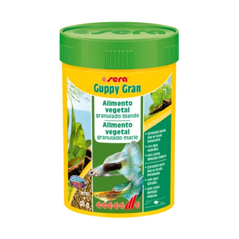 Guppy Gran Alimento Vegetal Granulado Blanco 100 ml