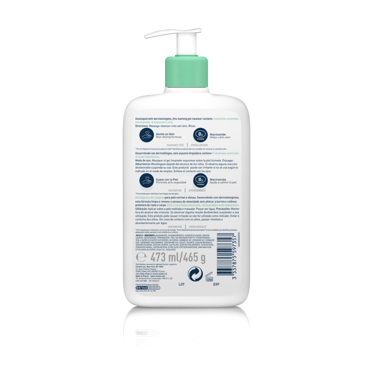CERAVE GEL NETTOYANT MOUSSANT 473 ml - imagen 12 de 13
