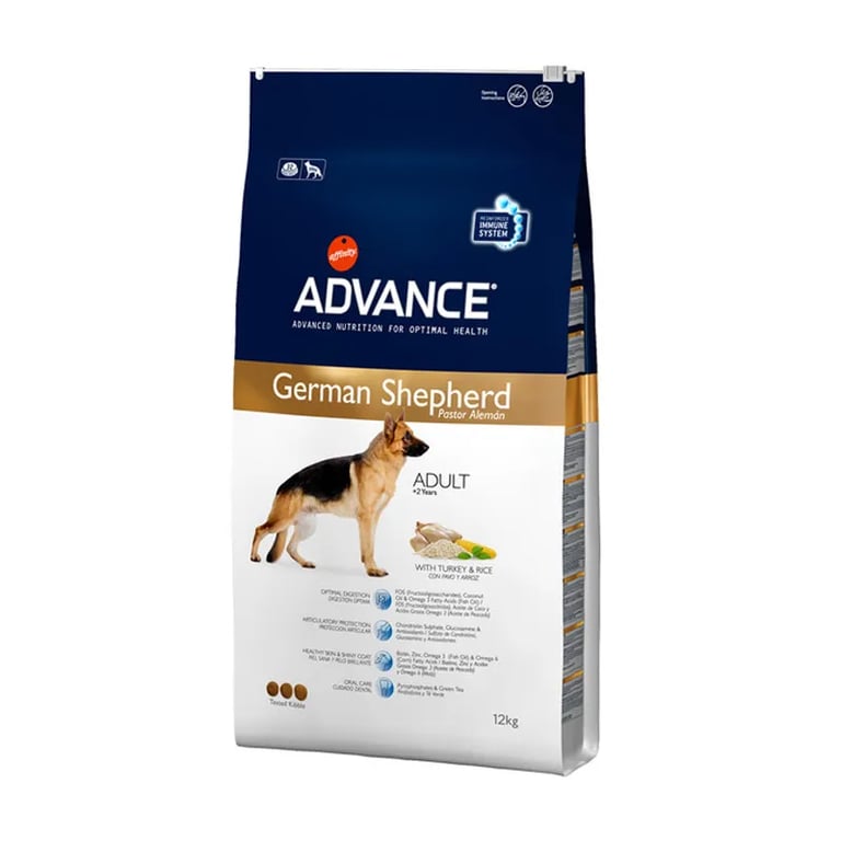 German Shepherd Futter für erwachsene Schäferhunde Reis und Huhn 12 Kg