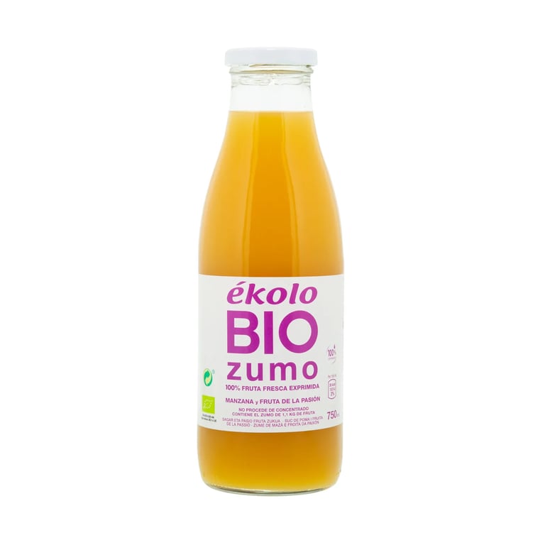100% Bio-Apfel- und Passionsfruchtsaft
