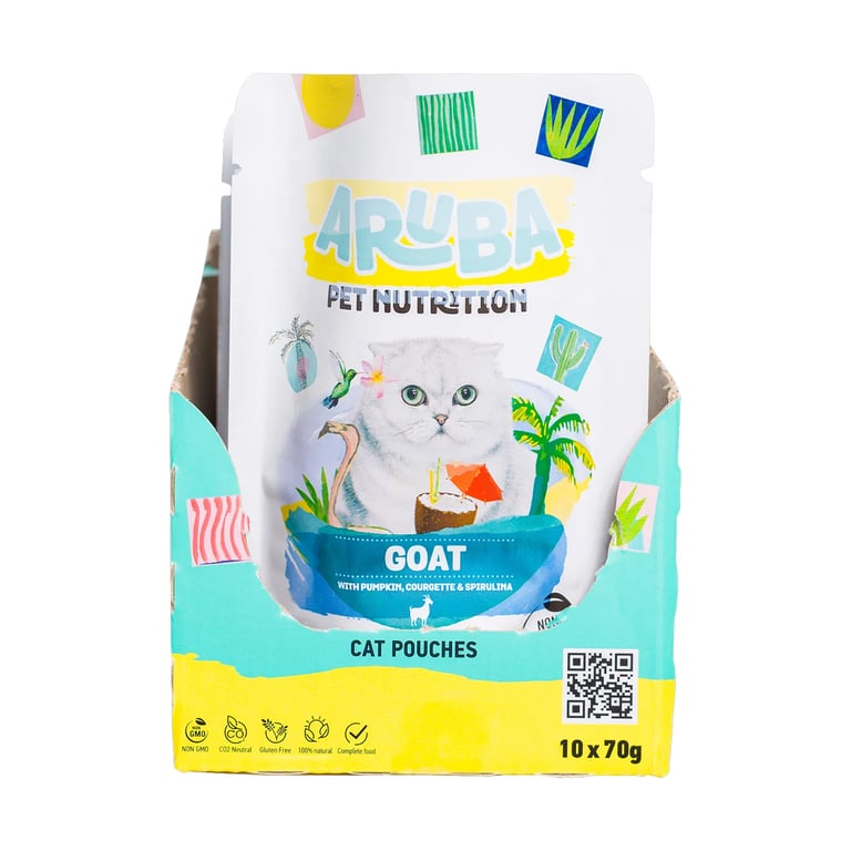 Aruba Cat Cabra Con Calabaza Calabacín Y Espirulina