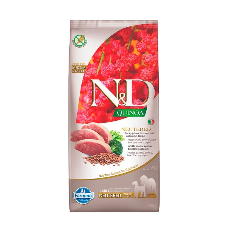 Hundefutter Medium Maxi ND Neutered Quinoa Ente und Brokkoli
