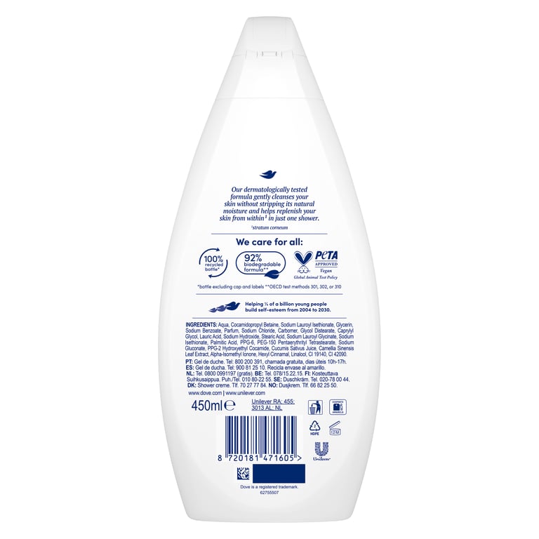 Gel de Douche Soin Frais Nettoyage Délicat 450 ml de Dove