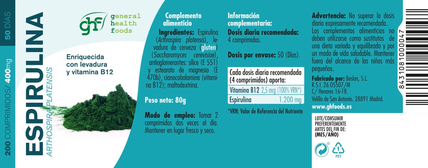 Spirulina 400mg - imagen 5 de 5
