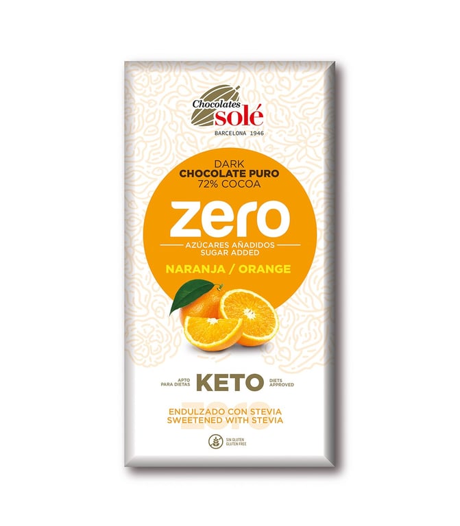 Chocolate Bitter 72% Stevia Naranja