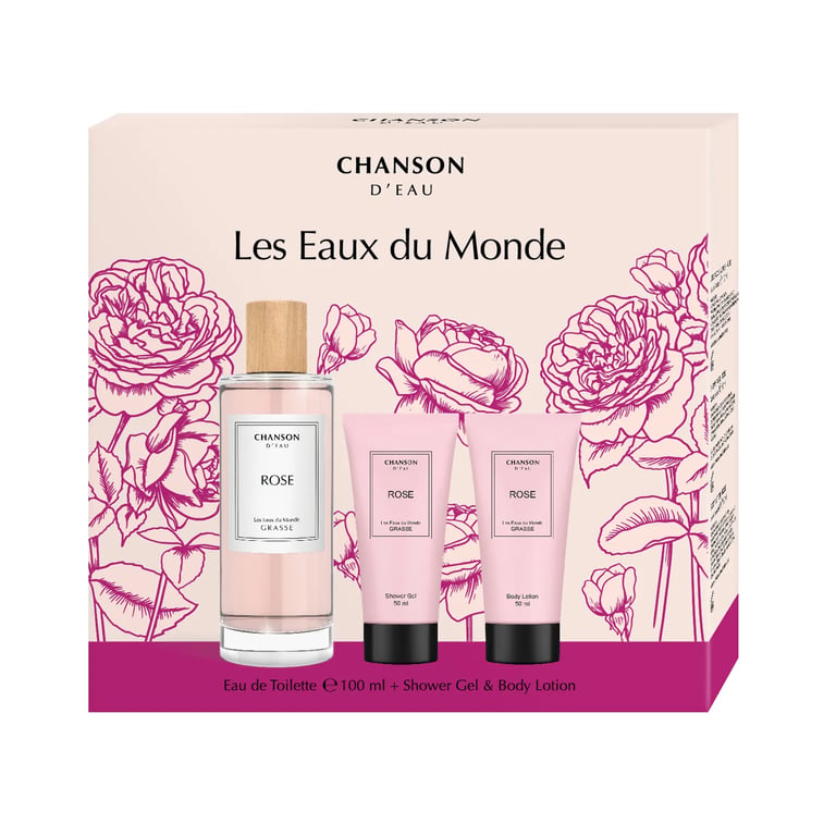 Les Eaux du Monde Rose EDT 100 ml + Gel 50 ml + Loción 50 ml