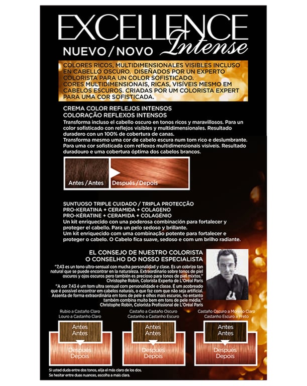 Excellence Intense Tönung #7,43 Kupfer-Blond Golden von L'Oreal Expert Professionnel