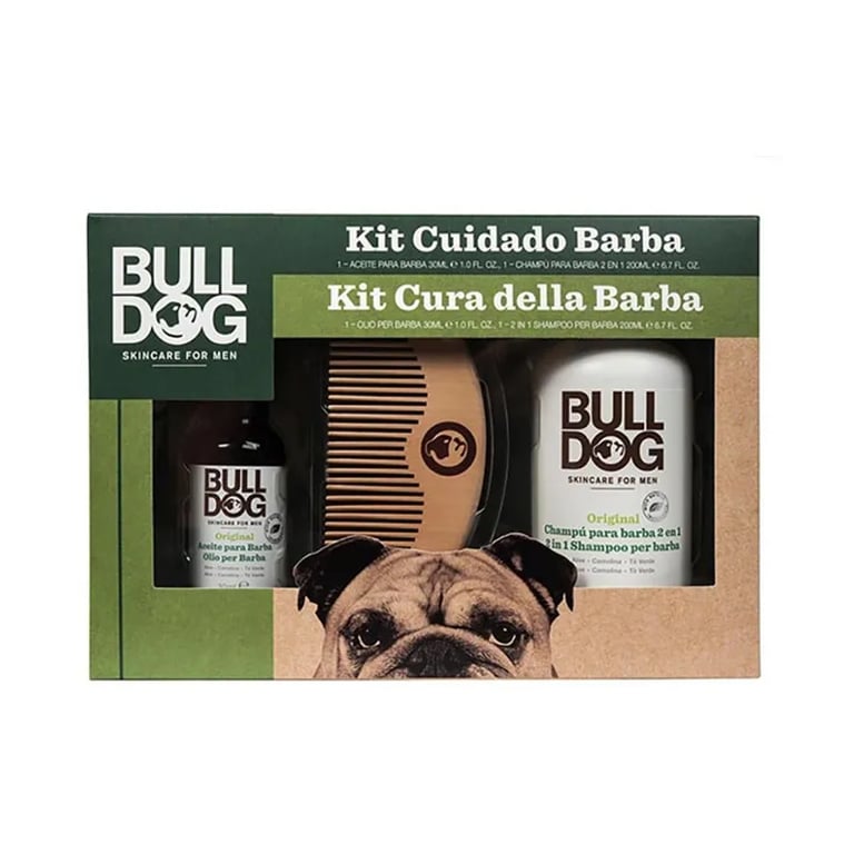 Bulldog Kit Original Aceite Para Barba + Champú Barba + Peine