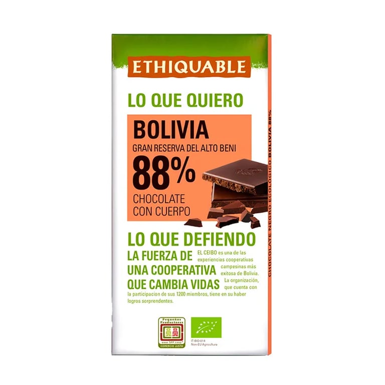 Chocolate Negro Bolivia 88% Ecológico