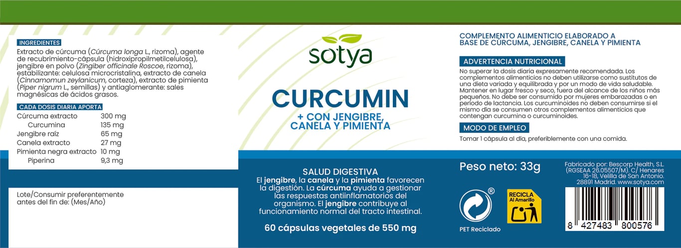 Curcumin+ Zenzero Cannella Pepe 550 mg - imagen 4 de 4