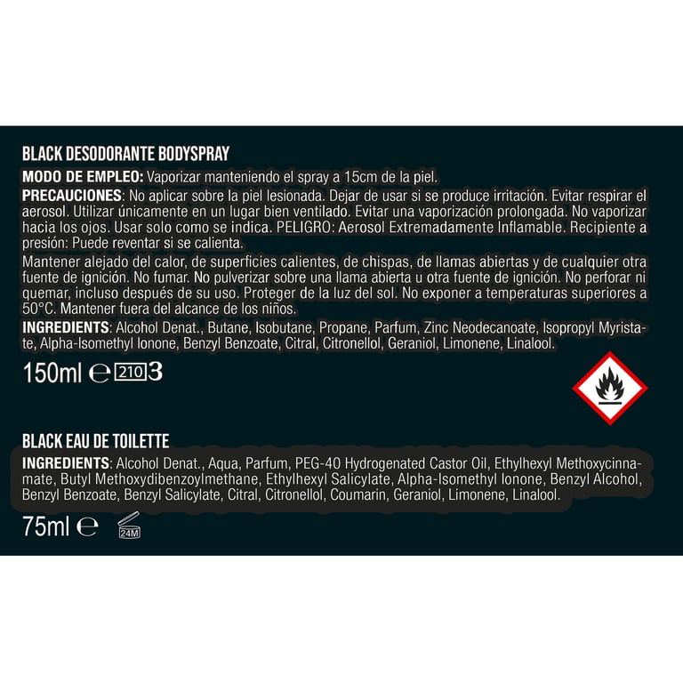 Black EDT 75 ml + Déodorant 150 ml + Trousse de toilette Lot de Axe