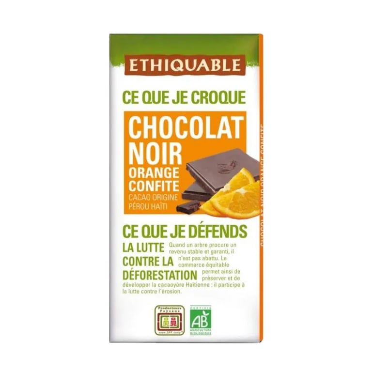 Chocolate Negro Naranja Confitada Perú Haití Ecológico