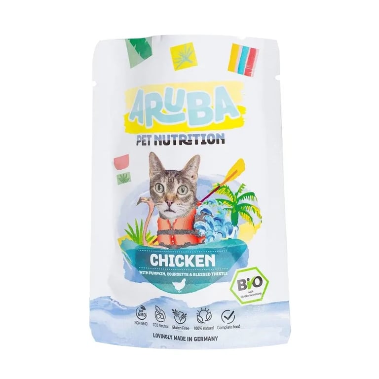 Aruba Cat Pollo Orgánico Con Calabaza Calabacín Y Cardo Mariano