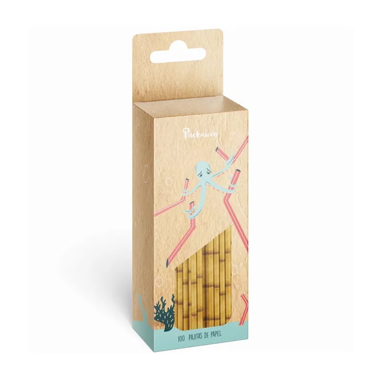 Pajitas De Papel Estilo Bambu