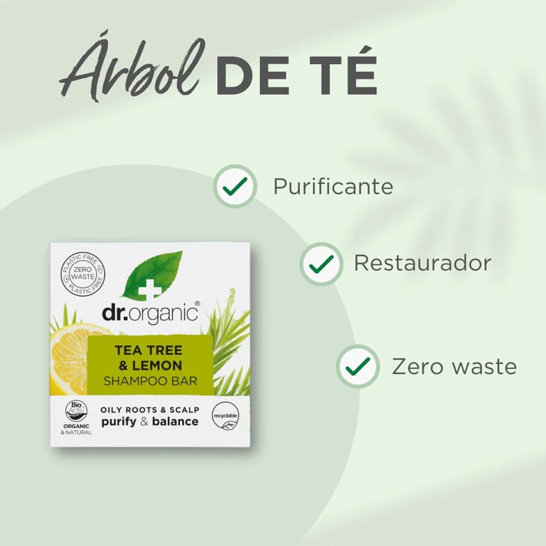 Champú Sólido Árbol de Té y Limón para Cabello Graso
