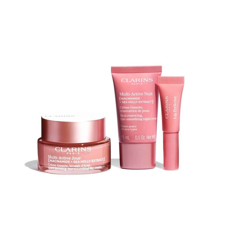 Multi-Active Jour 50 ml + Multi-Active Nuit + Lip Perfector Pack von Clarins
