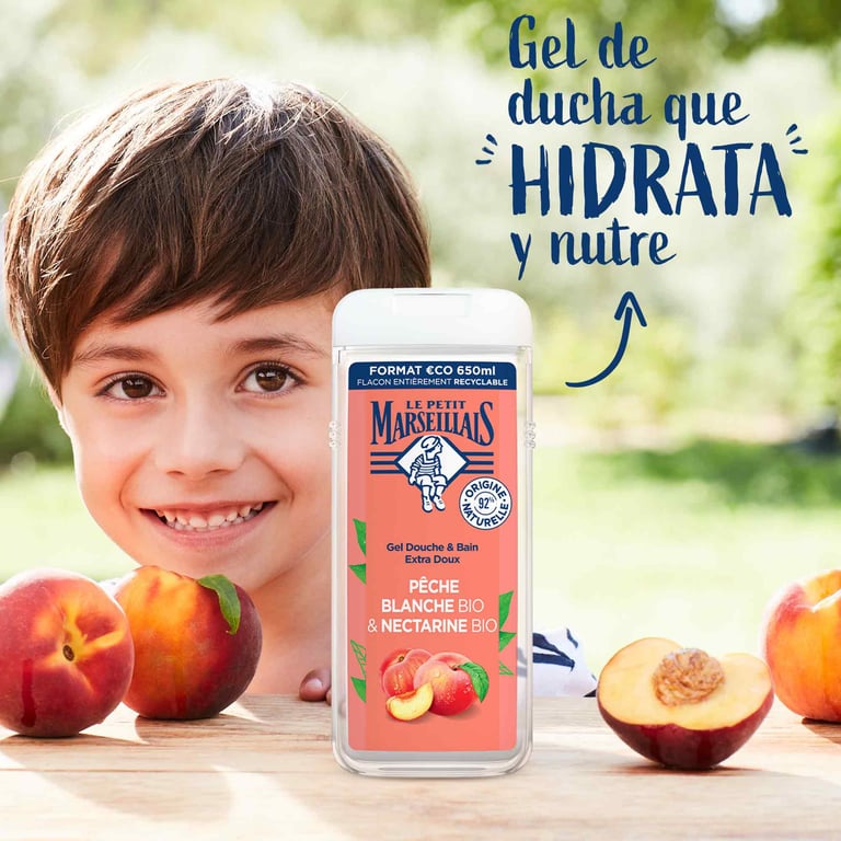 Gel de Douche Extra Doux Pêche & Nectarine Bio 650 ml de Le Petit Marseillais