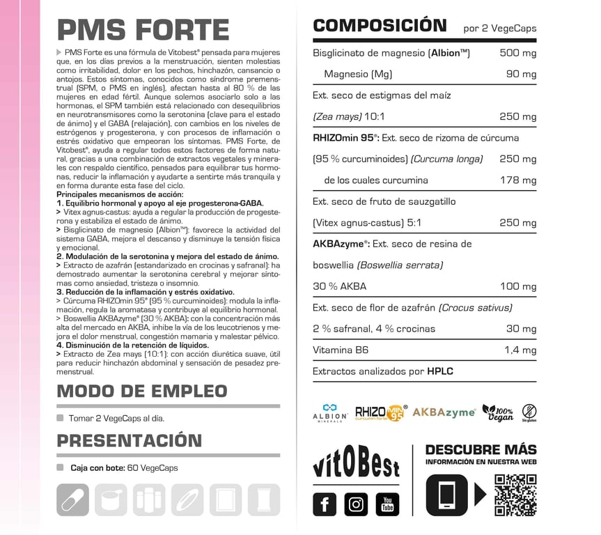 PMS Forte 60 VCaps de Vitobest