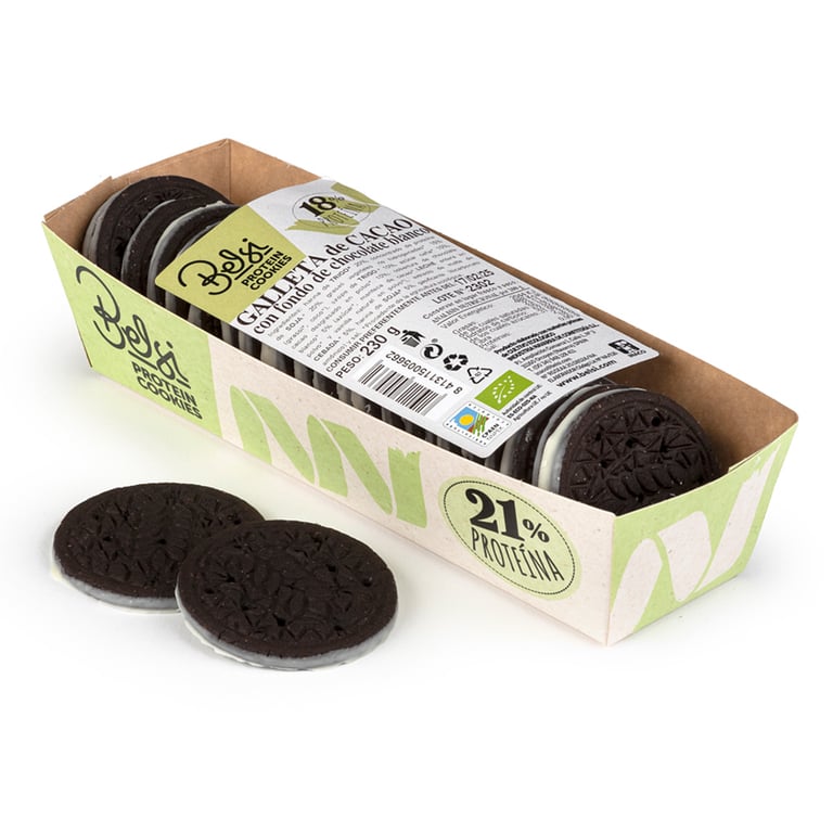 Galletas de Cacao con Proteína con Fondo Chocolate Blanco