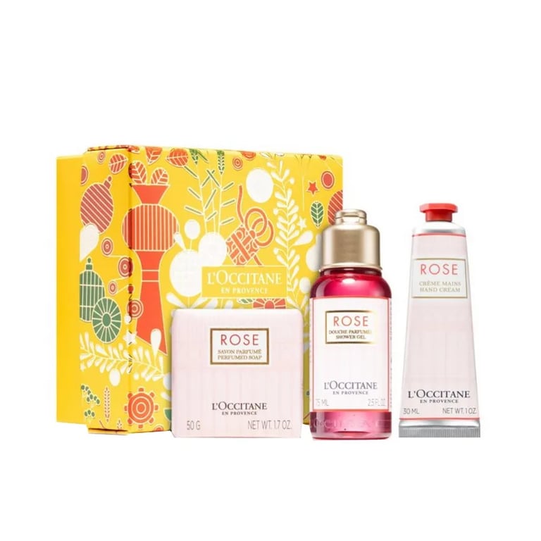 Rose Savon 50g + Gel de Douche 75 ml + Crème pour les Mains 30 ml
