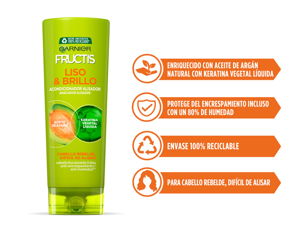 Fructis Liso Y Brillo Acondicionador 300 ml de Garnier - imagen 8 de 15