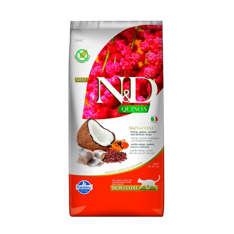 Voer Kat Volwassen Nd Skin Coat Haring Quinoa en Kokos
