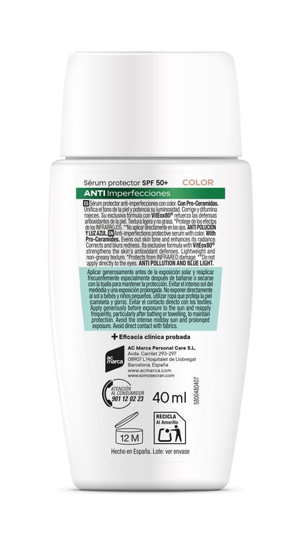 Sunnique Anti-Unvollkommenheiten Serum mit Farbe SPF50+ 40 ml von Ecran