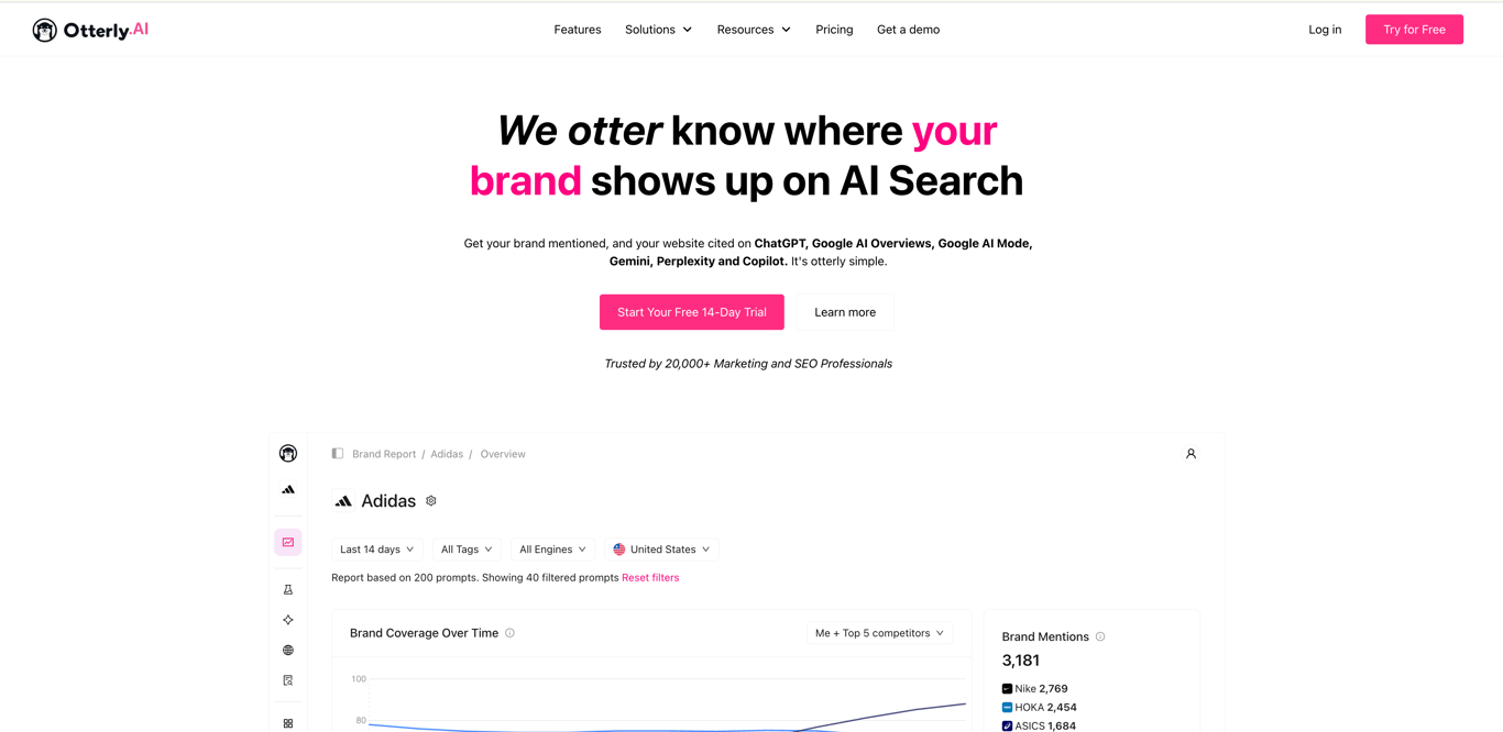 Otterly AI Search Monitoring Dashboard
