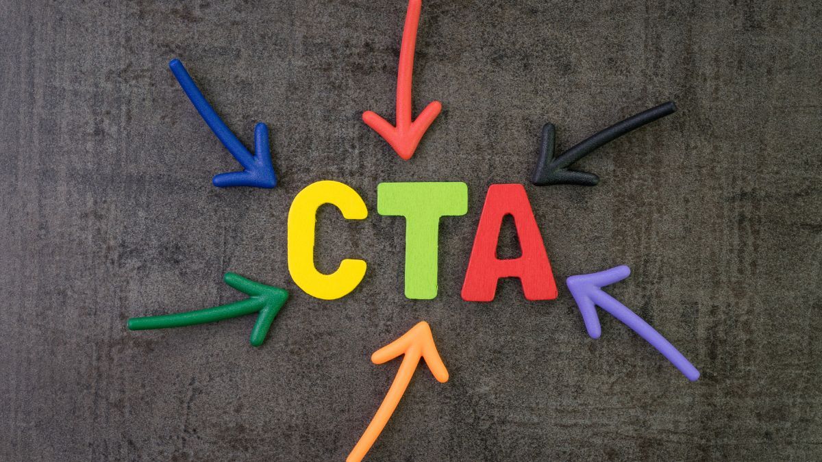 Colored arrows pointing toward the letters 'CTA' on a dark background.