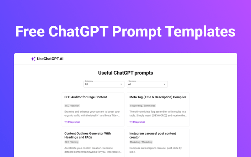 100+ Free ChatGPT Prompt Templates screenshot 1