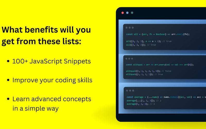 100+ Javascript Snippets for Beginners screenshot 2
