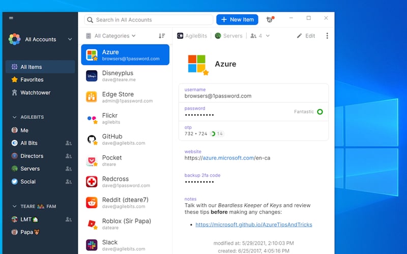 1Password screenshot 2